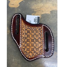 Chase Combs Leather Dark Oiled Aztec Handtooled Knife Sheath