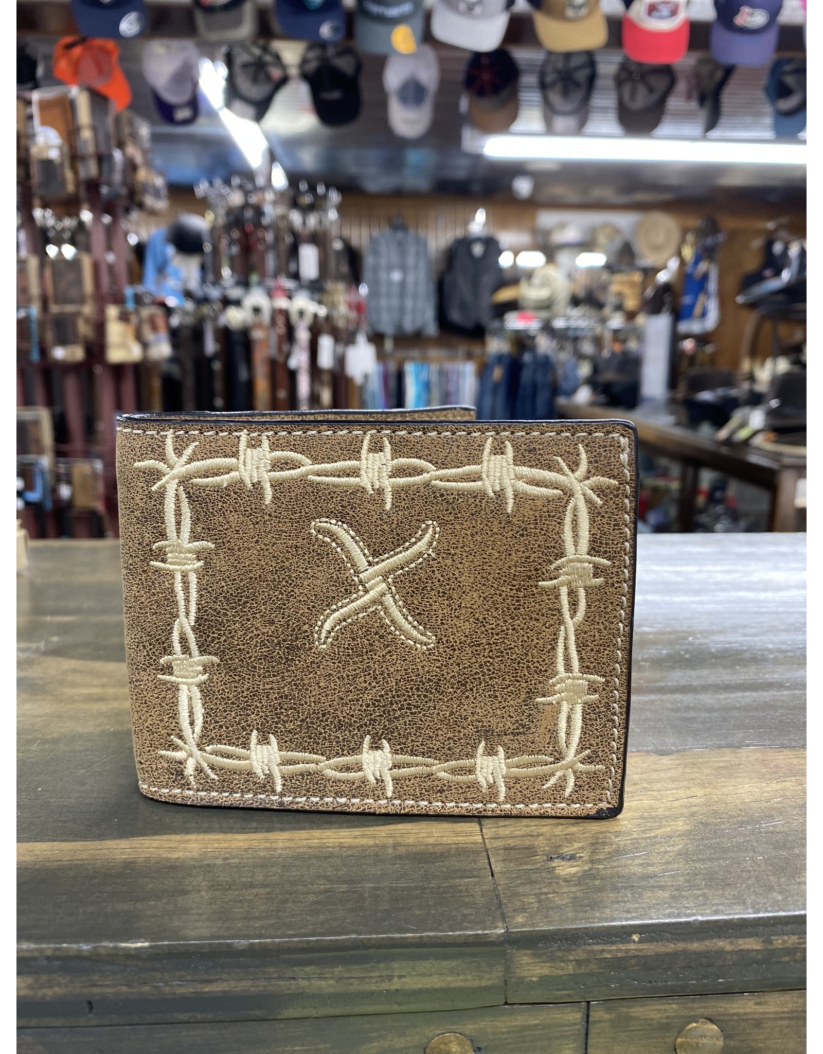 Twisted X Twisted X Soft Barbwire Distressed Brown Logo Bifold XRC-14TB Wallet