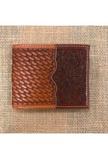 Ranger Ranger Cognac Floral Basketweave C1253B Bifold Wallet