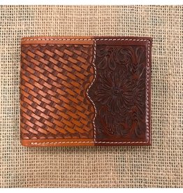 Ranger Ranger Cognac Floral Basketweave C1253B Bifold Wallet