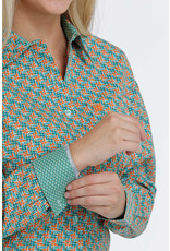 Cinch Ladies Teal & Orange Print MSW9164173 Long Sleeve Shirt