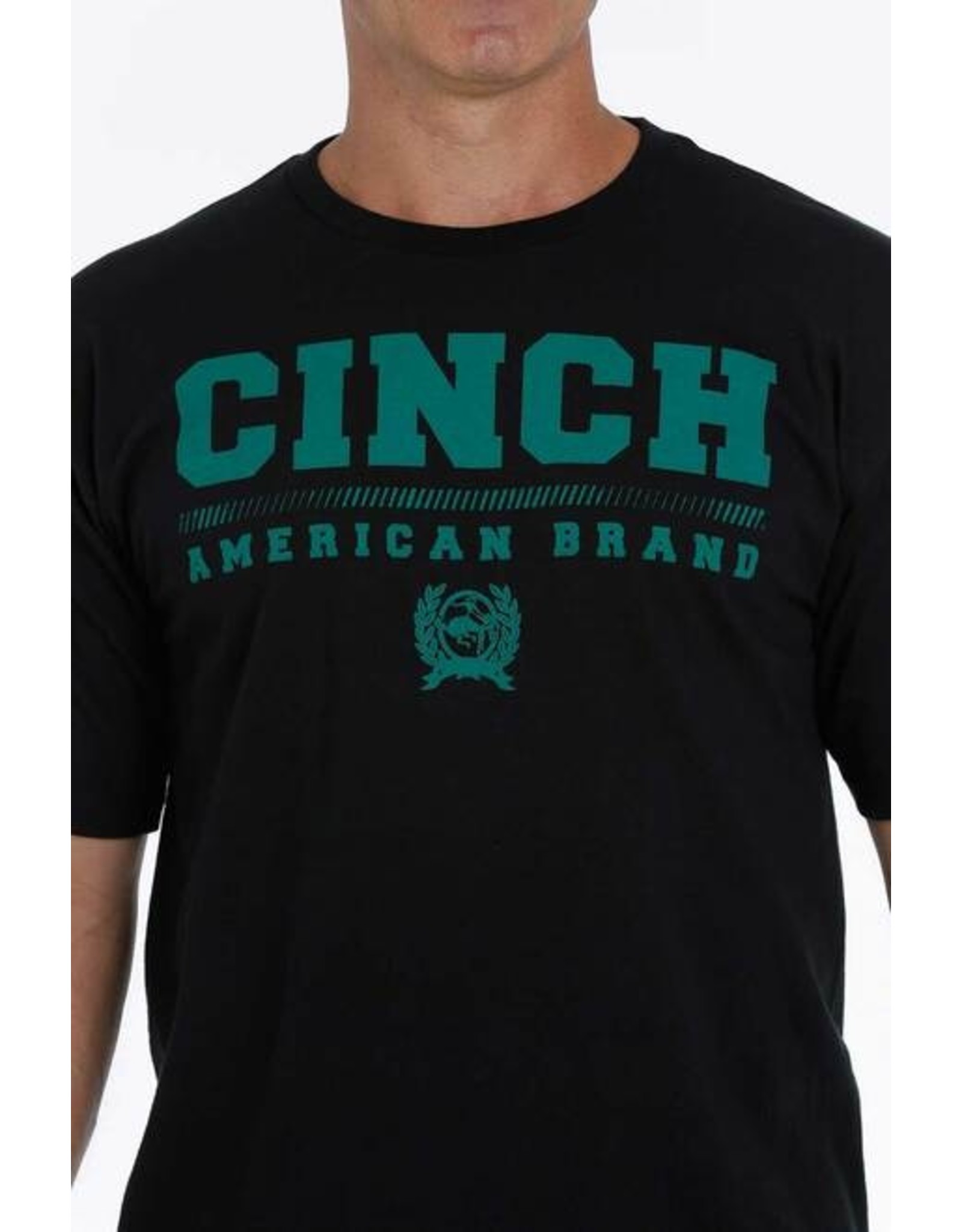 Cinch Men's Black/Teal Logo MTT1690448 T Shirt