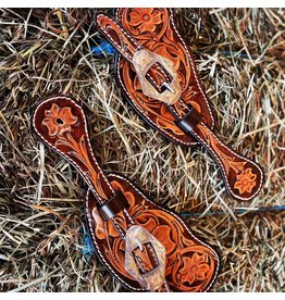 Chase Combs Leather Chase Combs Leather Large Floral & Silver Buckle Spur Straps