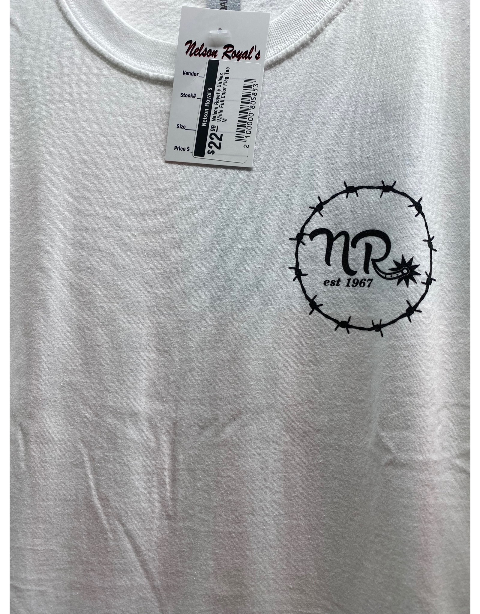 Nelson Royal's Unisex White Full Color or Greyscale Flag Tee