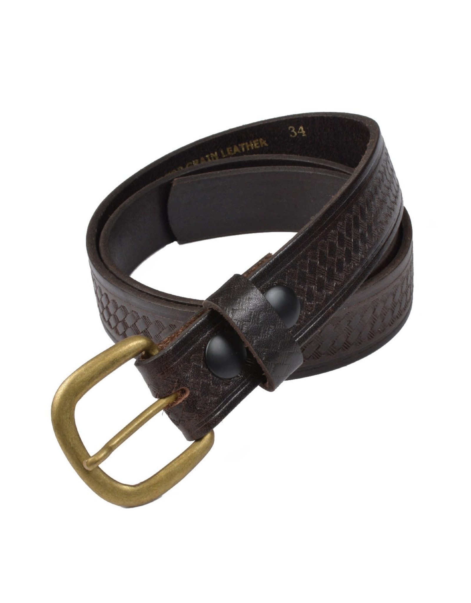 Marc Wolf Marc Wolf Kid's 110B Basketweave Brown Leather Belt