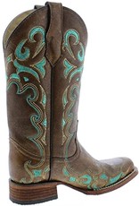 Circle G Ladies Honey Brown/Turquoise Side Embroidery L5239 Western Boots