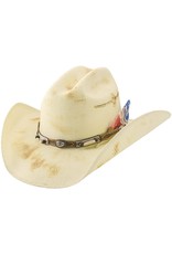 Bullhide Bandera 5046 Distressed Natural American Flag Feather Straw Hat