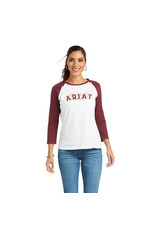 Ariat Ladies REAL Burgundy Southwest Baseball 10037527 3/4 Sleeve T-Shirt