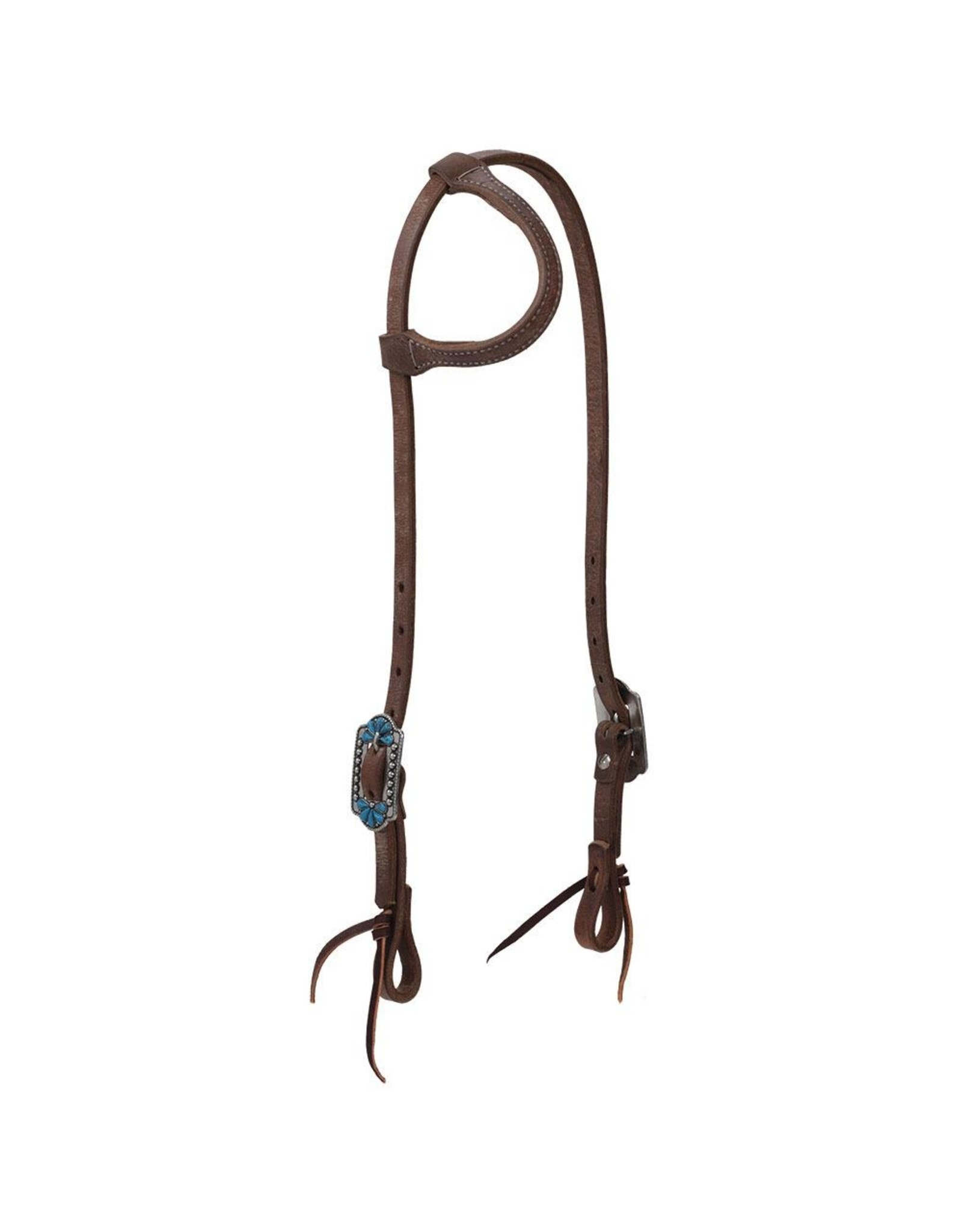 Weaver Weaver Premium Harness Leather Turquoise Floral Concho 10036-01-06 One Ear Headstall