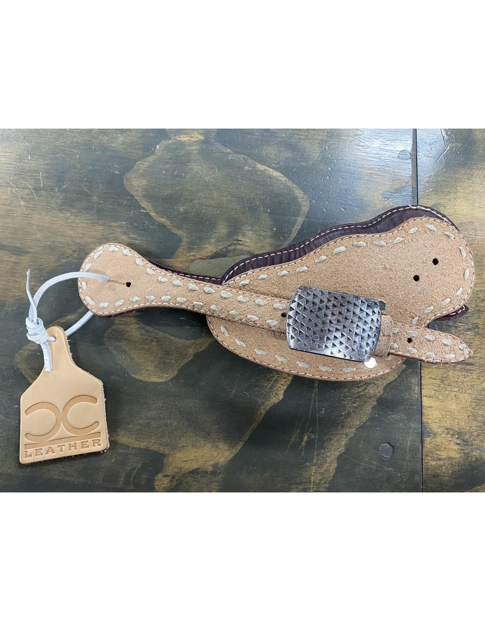 Chase Combs Leather Roughout Buckstitched Spur Straps