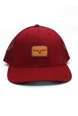 Kimes Ranch Snapshot Burgundy Leather Patch Trucker Cap