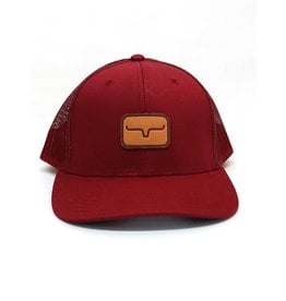 Kimes Ranch Snapshot Burgundy Leather Patch Trucker Cap