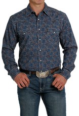 Cinch Men's Modern Fit Blue Paisley Print MTW1303052 Western Snap Shirt