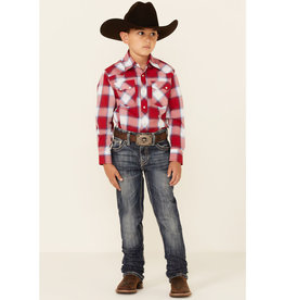 Wrangler Wrangler Kid's Retro Fit BV4014R Red Plaid Long Sleeve Western Shirt