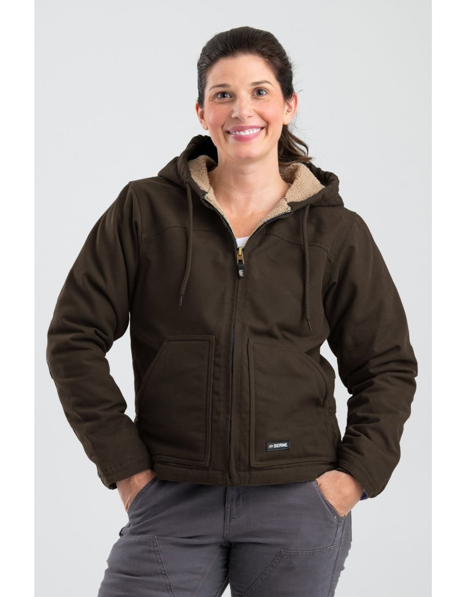 Berne Women's Sherpa-Lined Softstone WHJ43 Duck Hooded Jacket