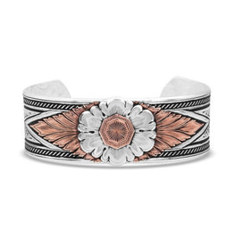 Montana Silversmiths Montana Silversmiths Carved Floral BC3320RG Rose Gold Cuff Bracelet