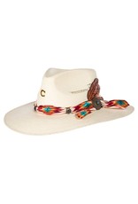 Charlie 1 Horse Ladies Navajo CSNVJO-343681 Wild Rag/Leather Feather Hat Band Straw Hat Sz. Large