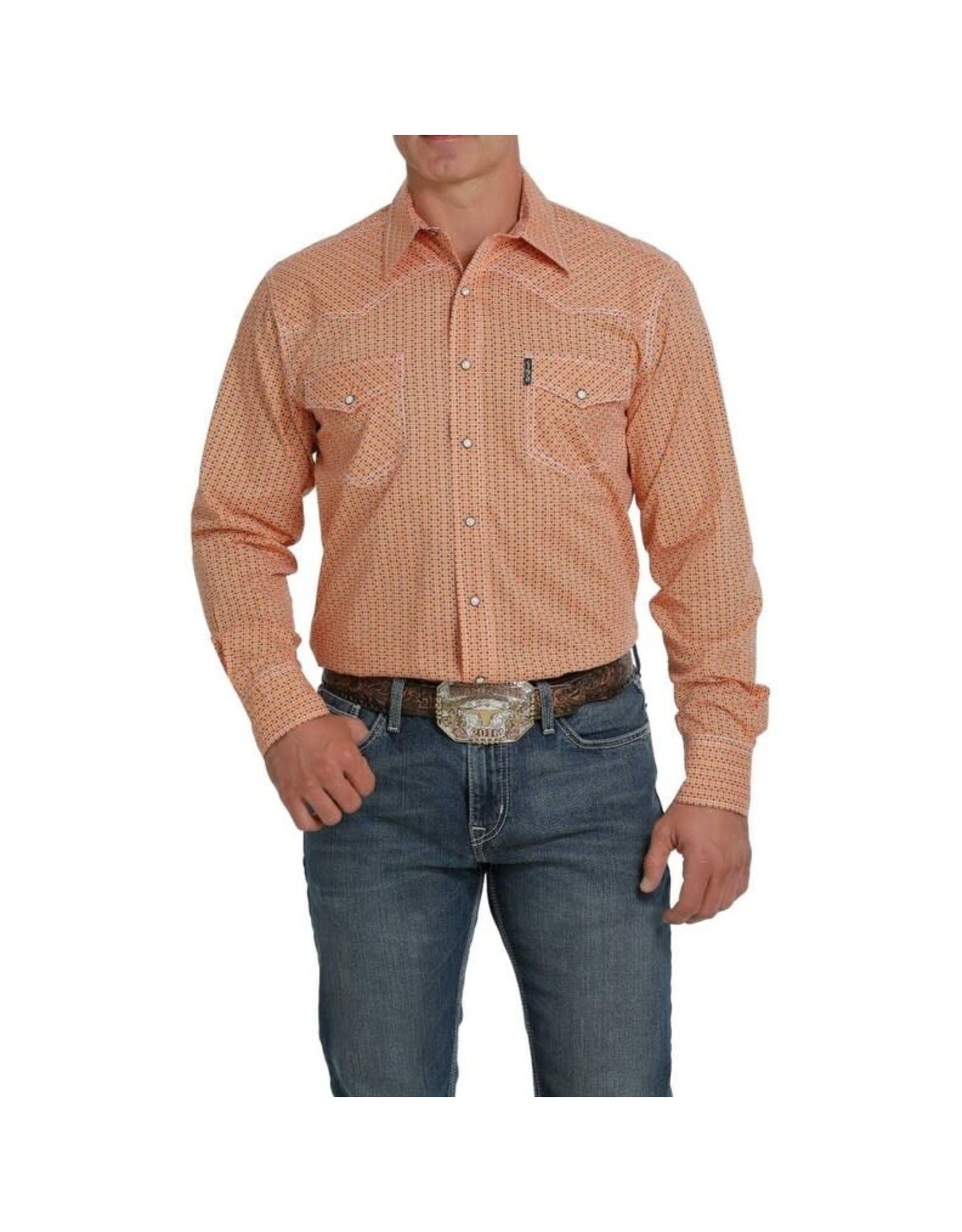 Cinch Men's Modern Fit Orange Print MTW1312052 Western Snap Shirt