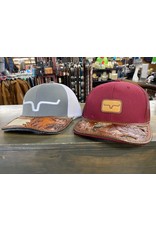 CCL Custom Hairon Feather Tooled Kimes Ranch Snapshot Burgundy Leather Patch Trucker Cap