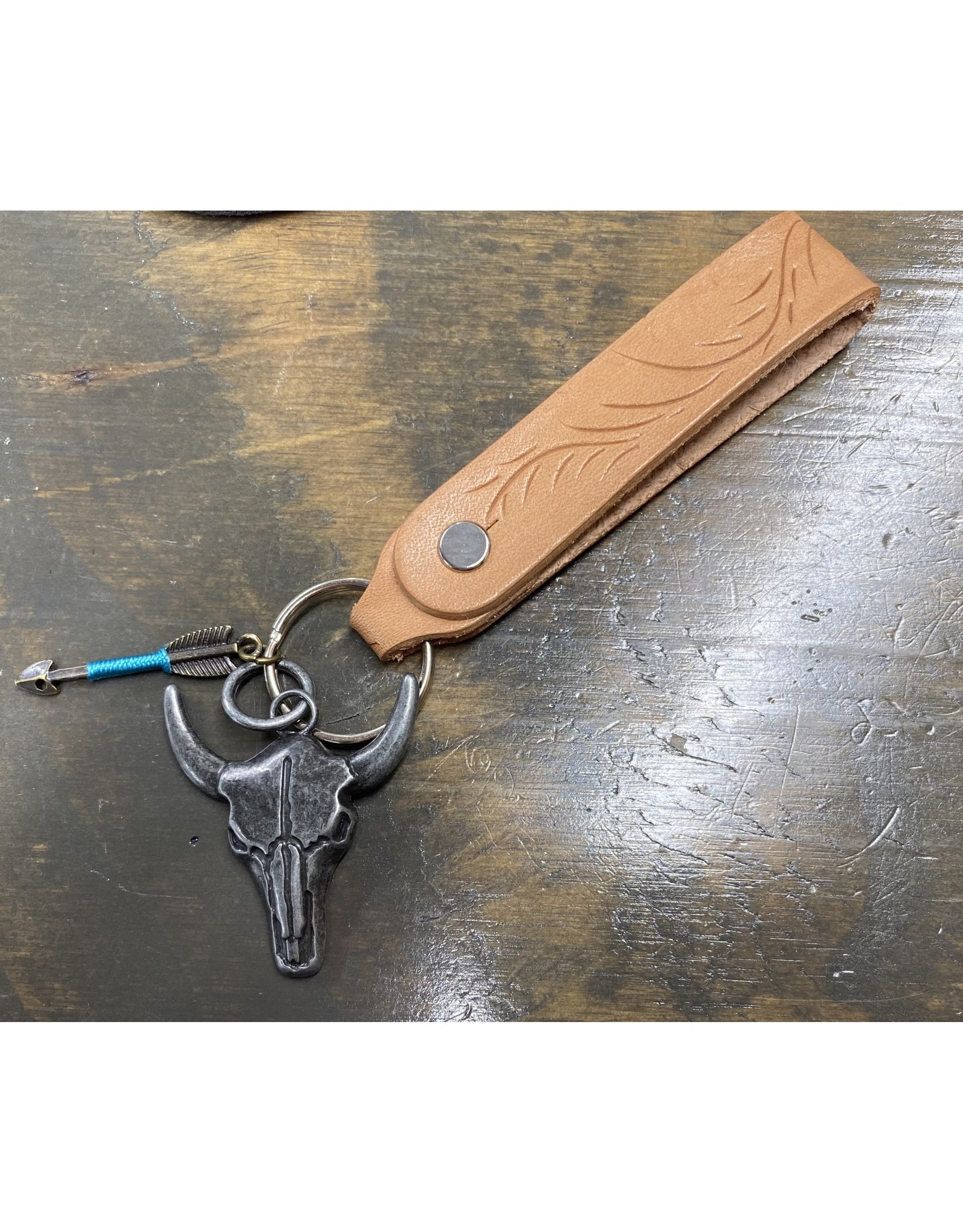 Chase Combs Leather Chase Combs Leather Bullhead/Arrow Handmade Leather Keychain