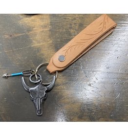 Chase Combs Leather Bullhead/Arrow Handmade Leather Keychain