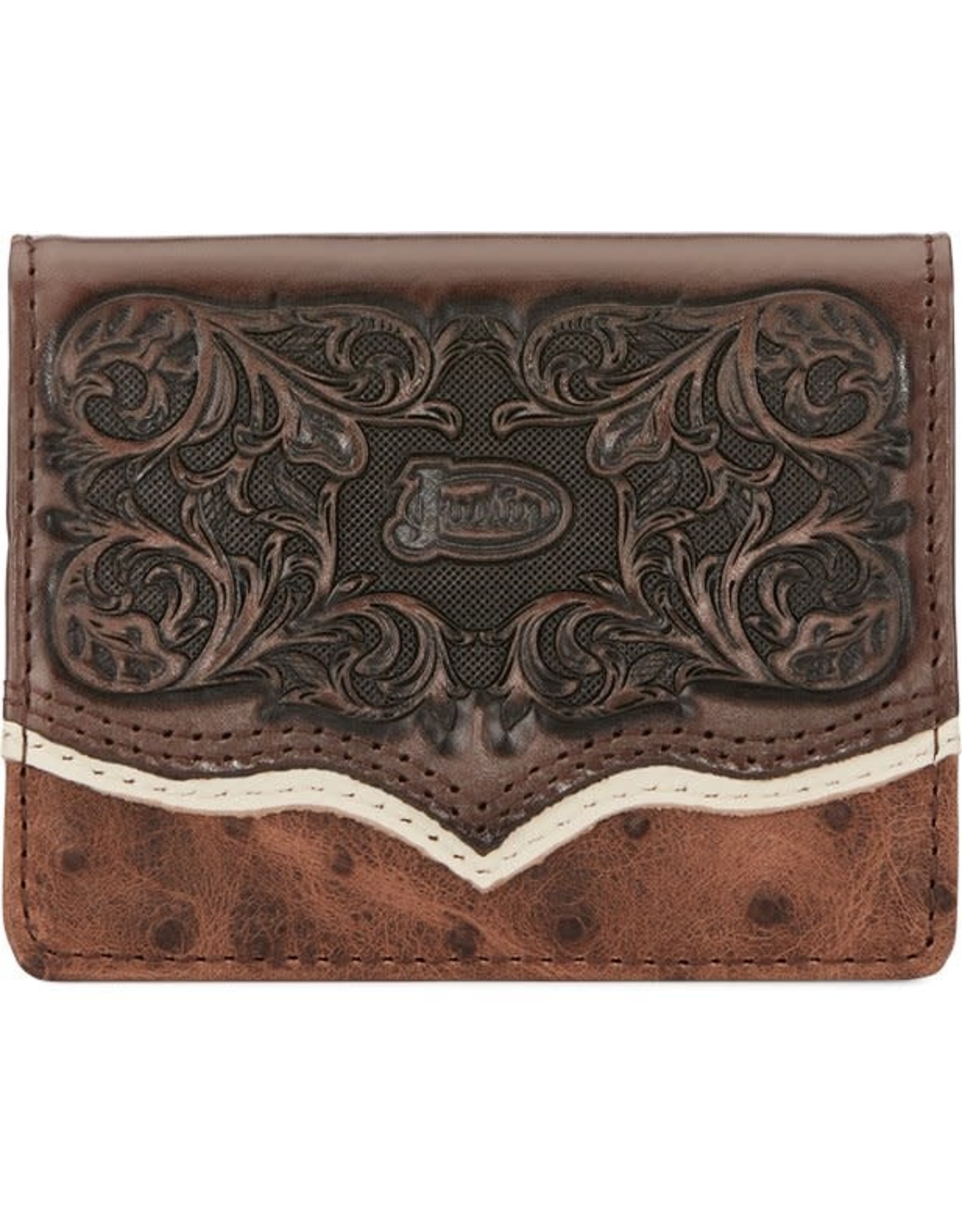 Justin Front Pocket Ostrich Tooled 2172783W2 Wallet