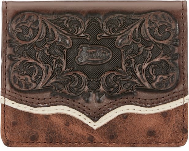 Justin Front Pocket Ostrich Tooled 2172783W2 Wallet - Nelson