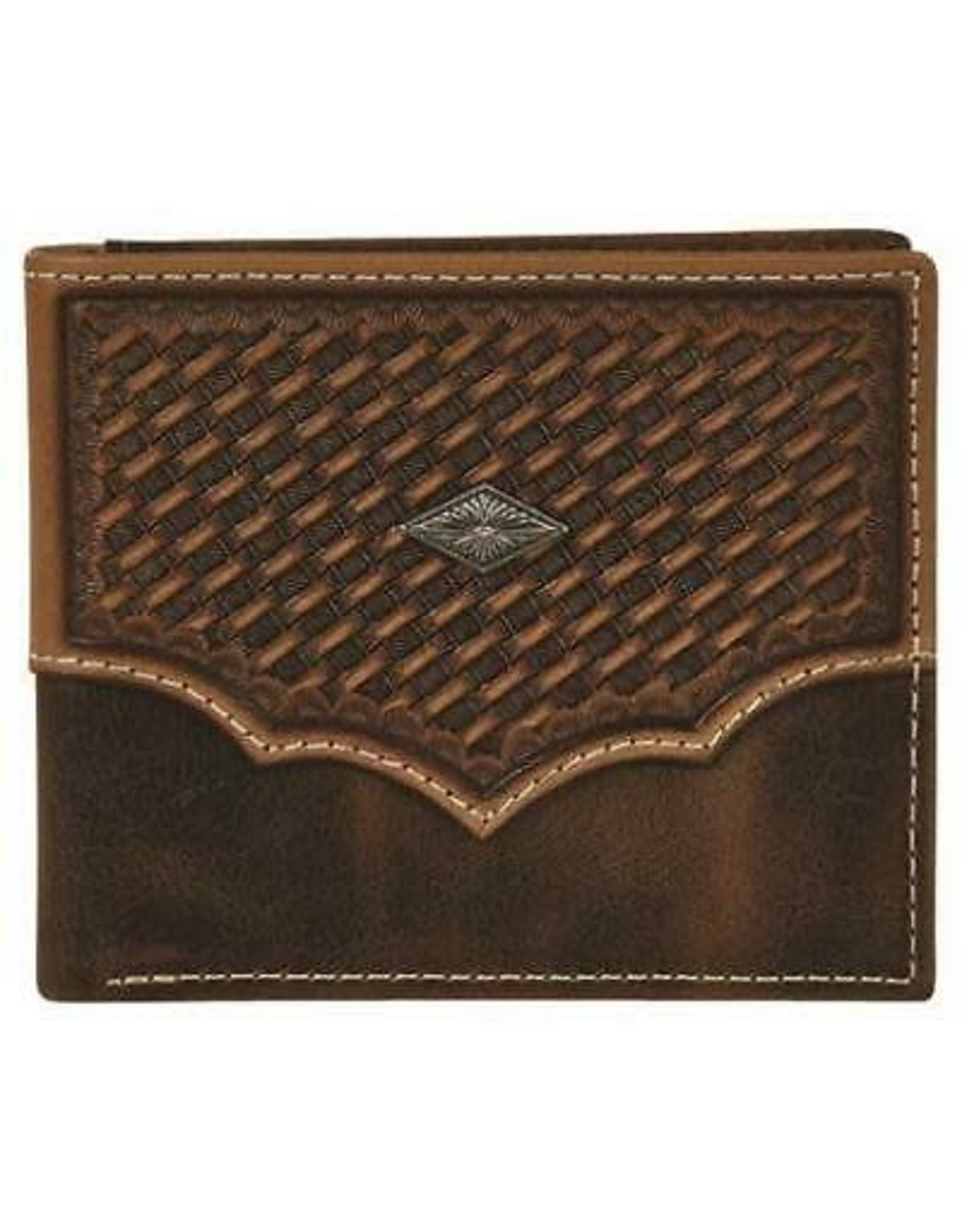 Justin Chestnut Basketweave Concho 2030768W3 Bifold Wallet