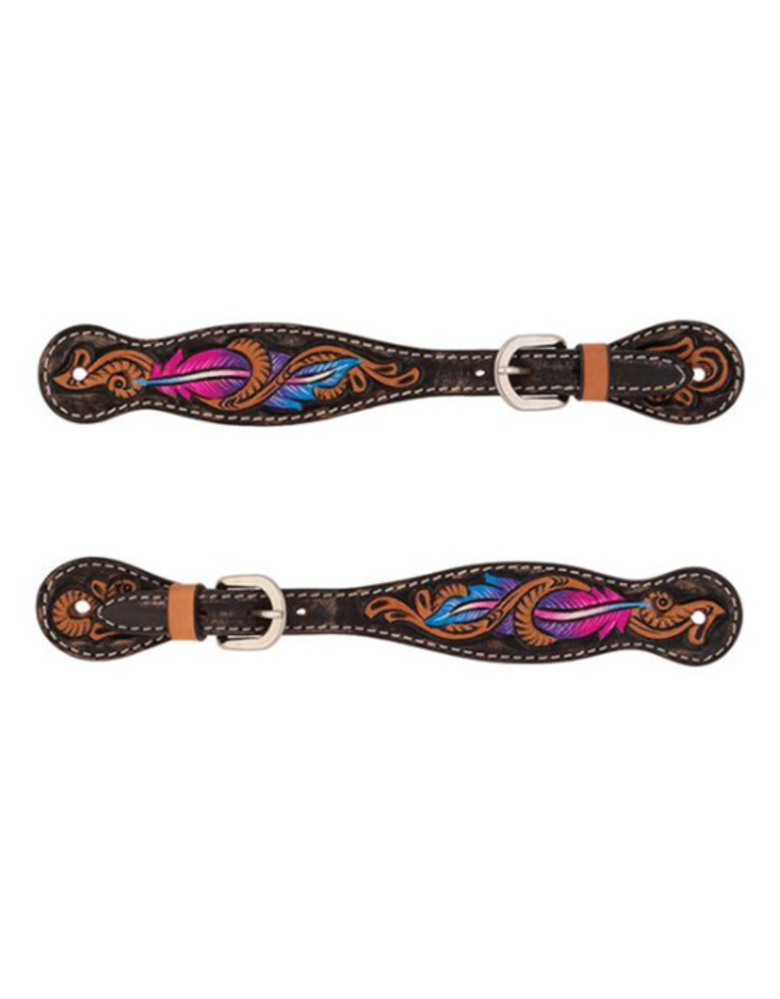 Turquoise Cross Turquoise Cross Twisted Feather Pink/Purple 45502-53 Spur Straps