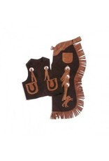 Tough 1 Tough 1 Youth Leather Horse Black/Tan 63-380-2-103 Vest & Chap Set - Large