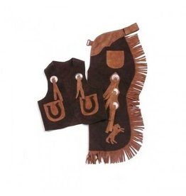 Tough 1 Tough 1 Youth Leather Horse Black/Tan 63-380-2-103 Vest & Chap Set - Large