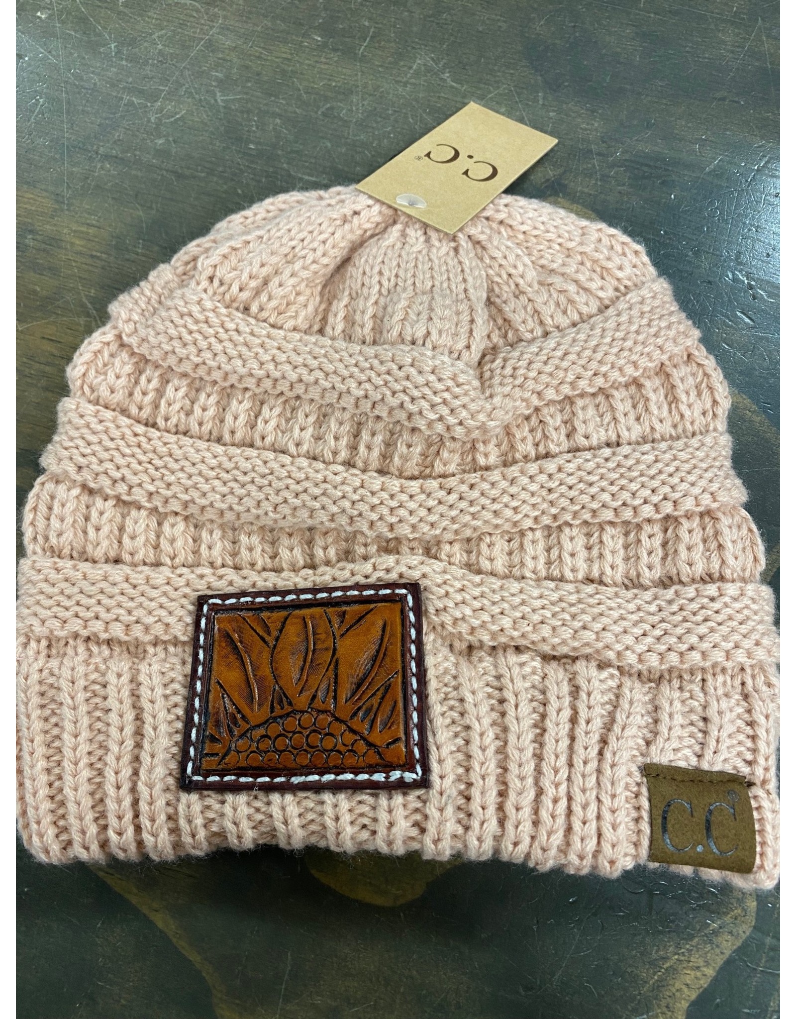 Chase Combs Leather Sunflower Beanie