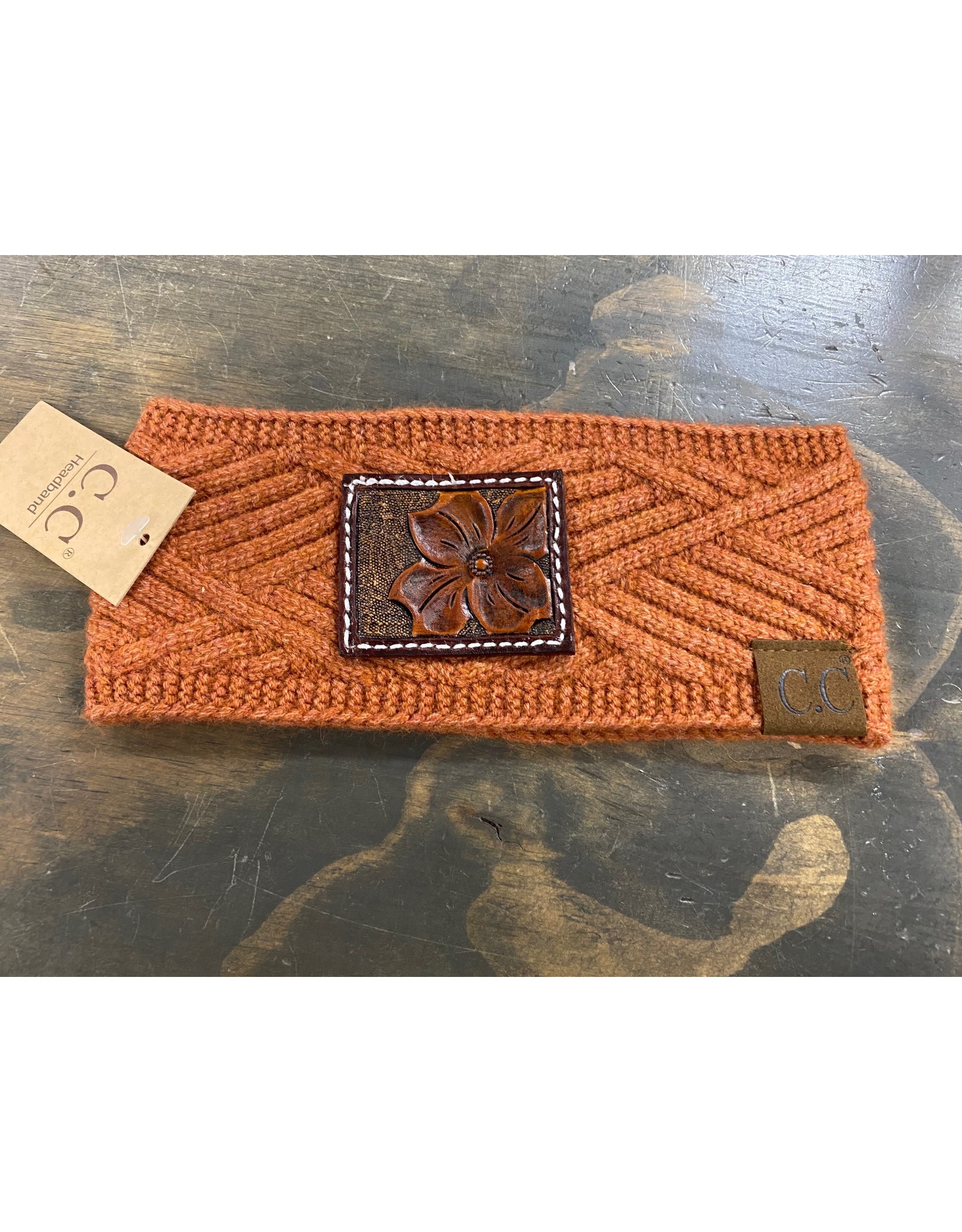 Chase Combs Leather Floral Ear Warmer