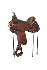 Circle Y Reno Flex 2 16" Seat, Wide Tree  -  Spider/Camo Tooled Walnut 2373-8605-05 Trail Saddle