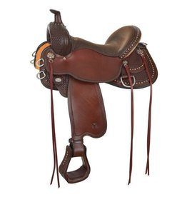 Circle Y Reno Flex 2 16" Seat, Wide Tree  -  Spider/Camo Tooled Walnut 2373-8605-05 Trail Saddle