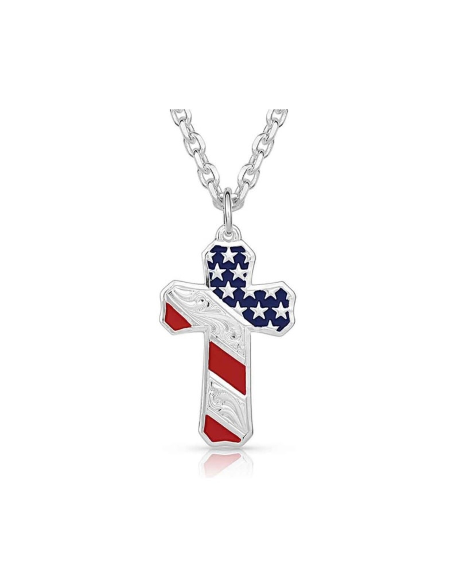 Montana Silversmiths Montana Silversmiths Men's American Flag Cross NC3771 Necklace
