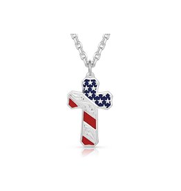 Montana Silversmiths Montana Silversmiths Men's American Flag Cross NC3771 Necklace