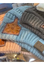 Chase Combs Leather Magnolia Cowtag Leather Patch Beanie