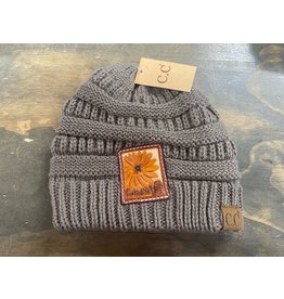 Chase Combs Leather Sunflower/Cactus Leather Patch Beanie