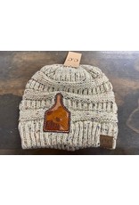 CC Beanie Chase Combs Leather Multi Steer Head Leather Patch Beanie