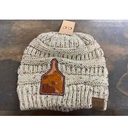 Chase Combs Leather Multi Steer Head Leather Patch Beanie
