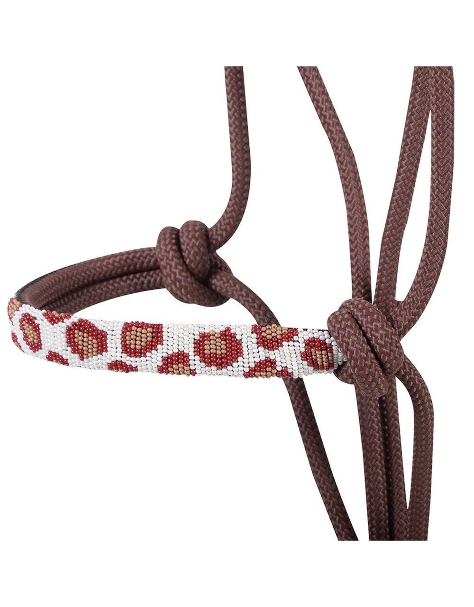 Cashel Cashel Beaded Nose Chocolate/Burgundy Cheetah Print HTR-BRH-BRCH Rope Halter