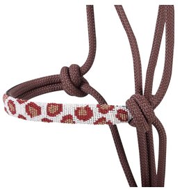 Cashel Cashel Beaded Nose Chocolate/Burgundy Cheetah Print HTR-BRH-BRCH Rope Halter