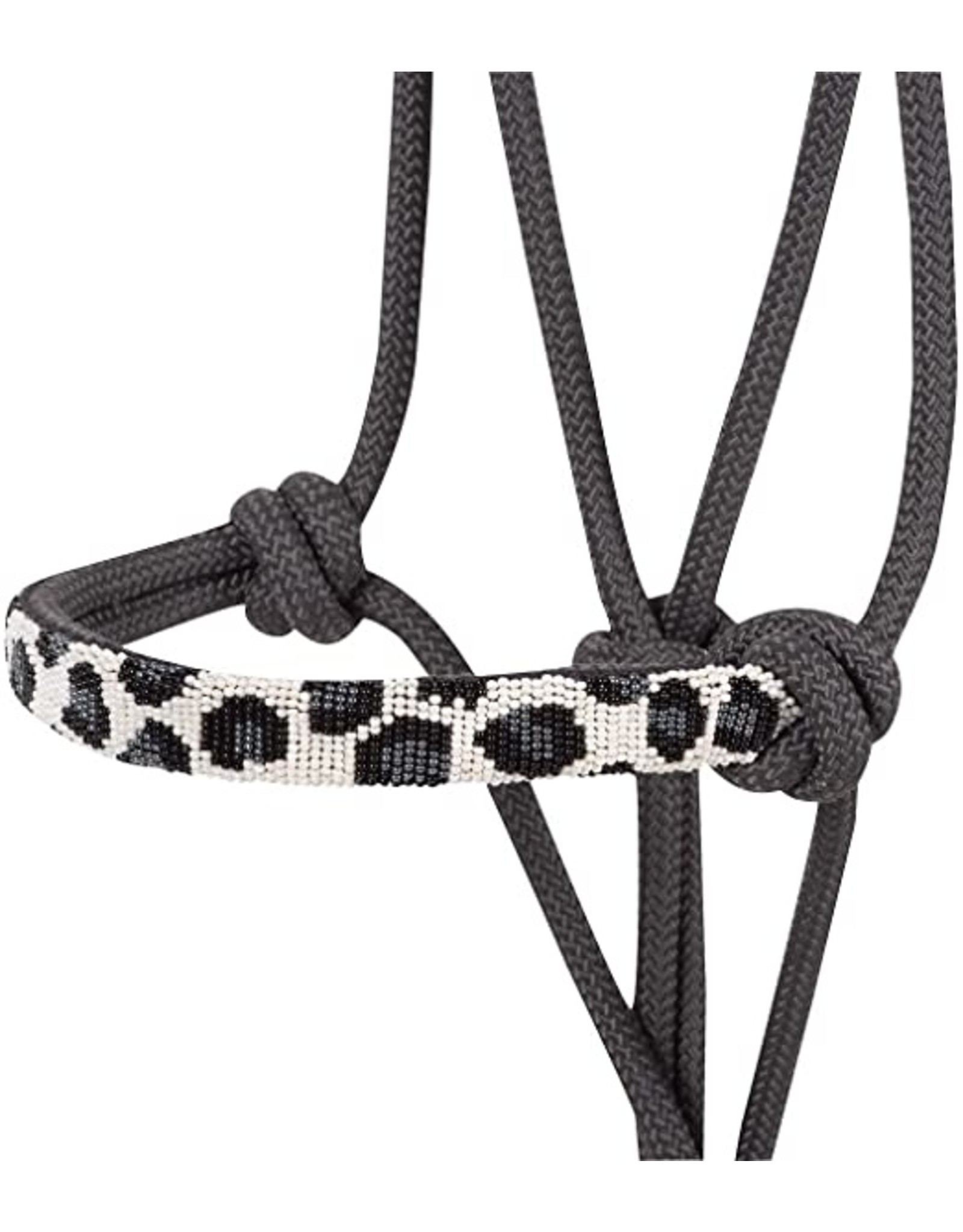Cashel Cashel Beaded Nose Black/Grey Cheetah Print HTR-BRH-GYCH Rope Halter