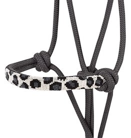 Cashel Cashel Beaded Nose Black/Grey Cheetah Print HTR-BRH-GYCH Rope Halter