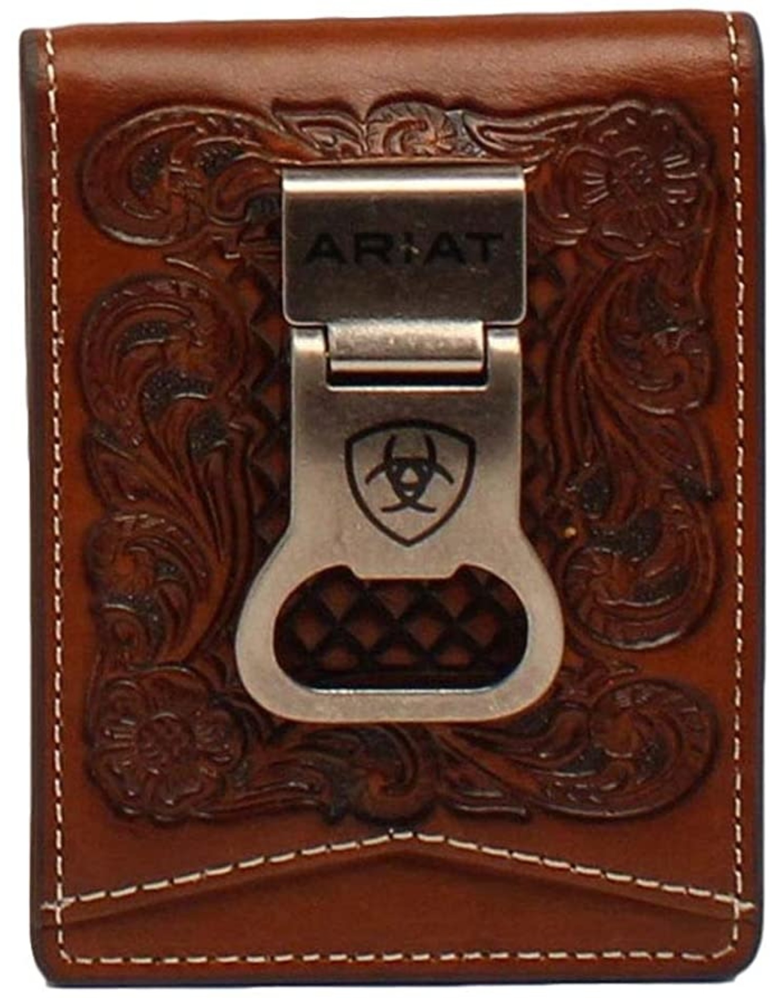 Ariat Floral Basketweave Tooled A3544408 Money Clip Wallet