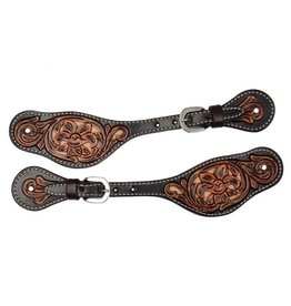 Circle Y Ladies Floral Tooled Painted Inlay Spur Straps X0718-4001