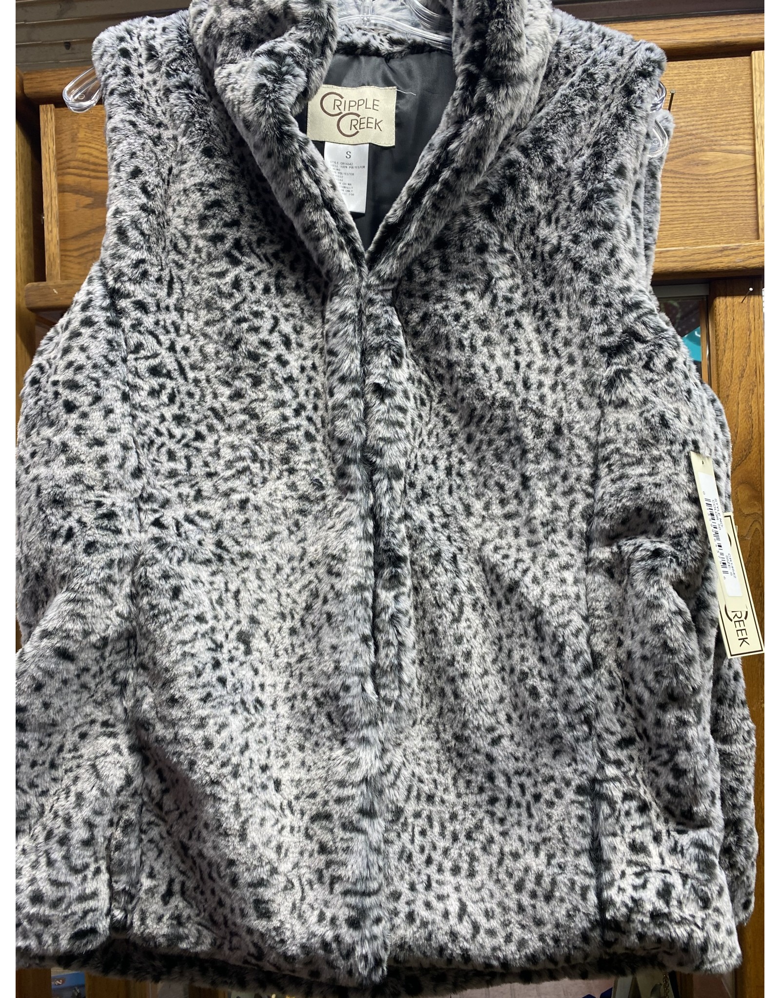 Cripple Creek Ladies Faux Fur Gray Leopard CR14642-50 Vest