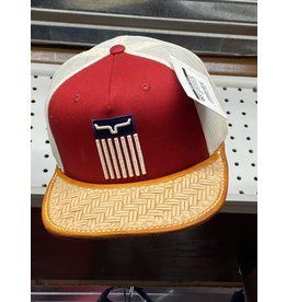 Chase Combs Leather Chase Combs Leather Kimes Cody Red Flag Snapback with Leather Brim