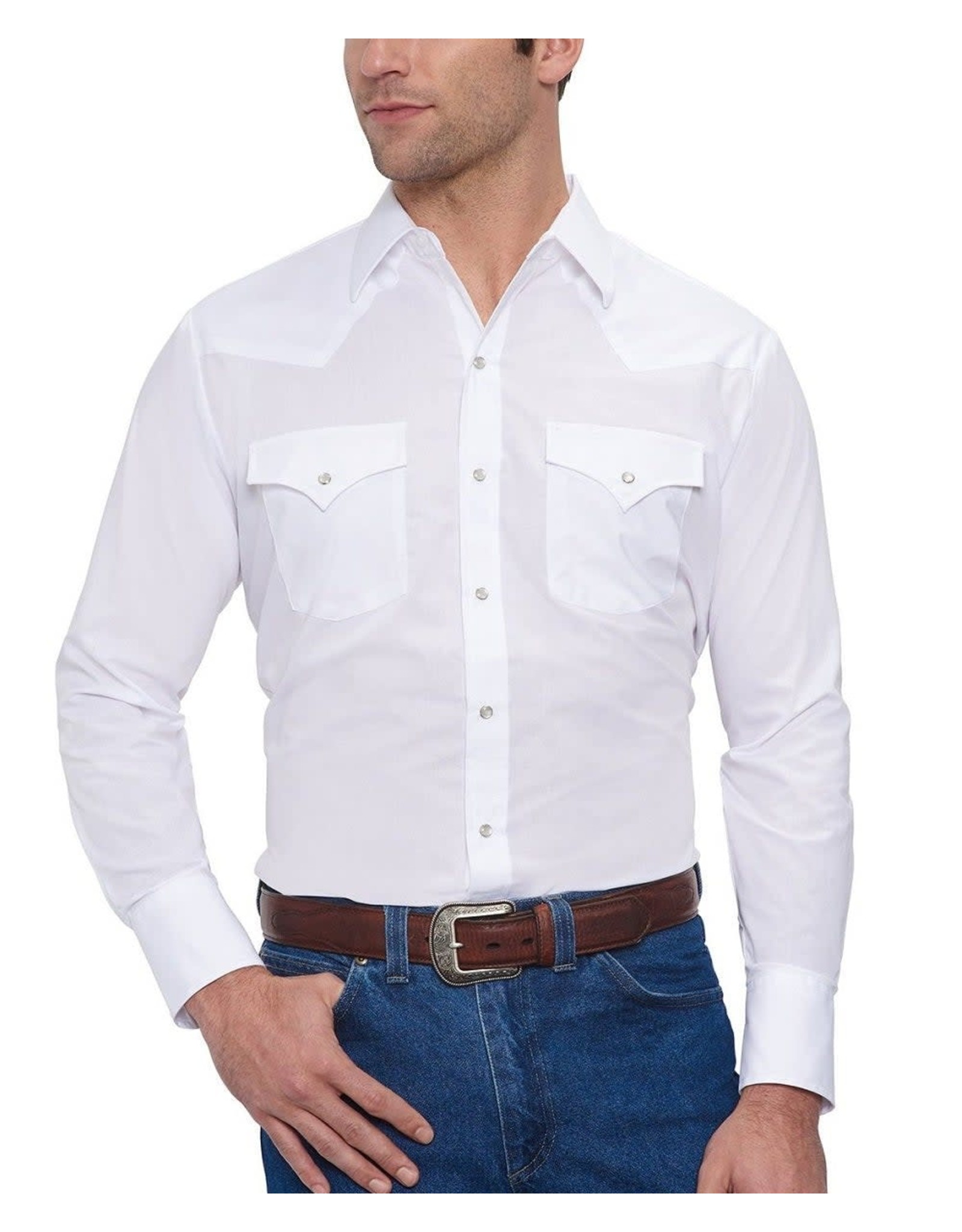 Ely Walker Ely Walker Mens White 15201905-01 Pearlsnap Long Sleeved Shirt